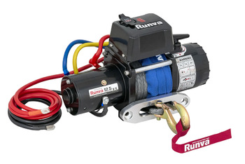 Лебёдка электрическая 12V Runva 12500 lbs 5670 кг короткий барабан, синтетический трос