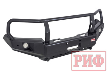 Бампер РИФ силовой передний Toyota Land Cruiser 200 2007-2015 c доп. фарами, защитной дугой и защитой бачка омывателя