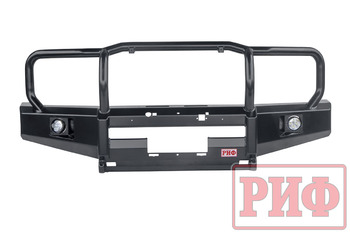 Бампер РИФ передний Toyota Land Cruiser 76/78/79 2007-2024 c доп. фарами и защитной дугой, под штатную лебедку