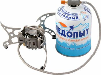 Горелка газовая портативная мультитопливная СЛЕДОПЫТ "Огонь Прометея-1" (улучшенный насос+чехол)