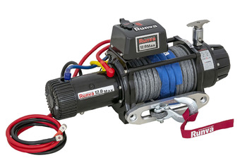 Лебёдка автомобильная электрическая 12V Runva EWB12000SSRMAC 5443 кг влагозащищённая, комбинированный роспуск, синтетический трос